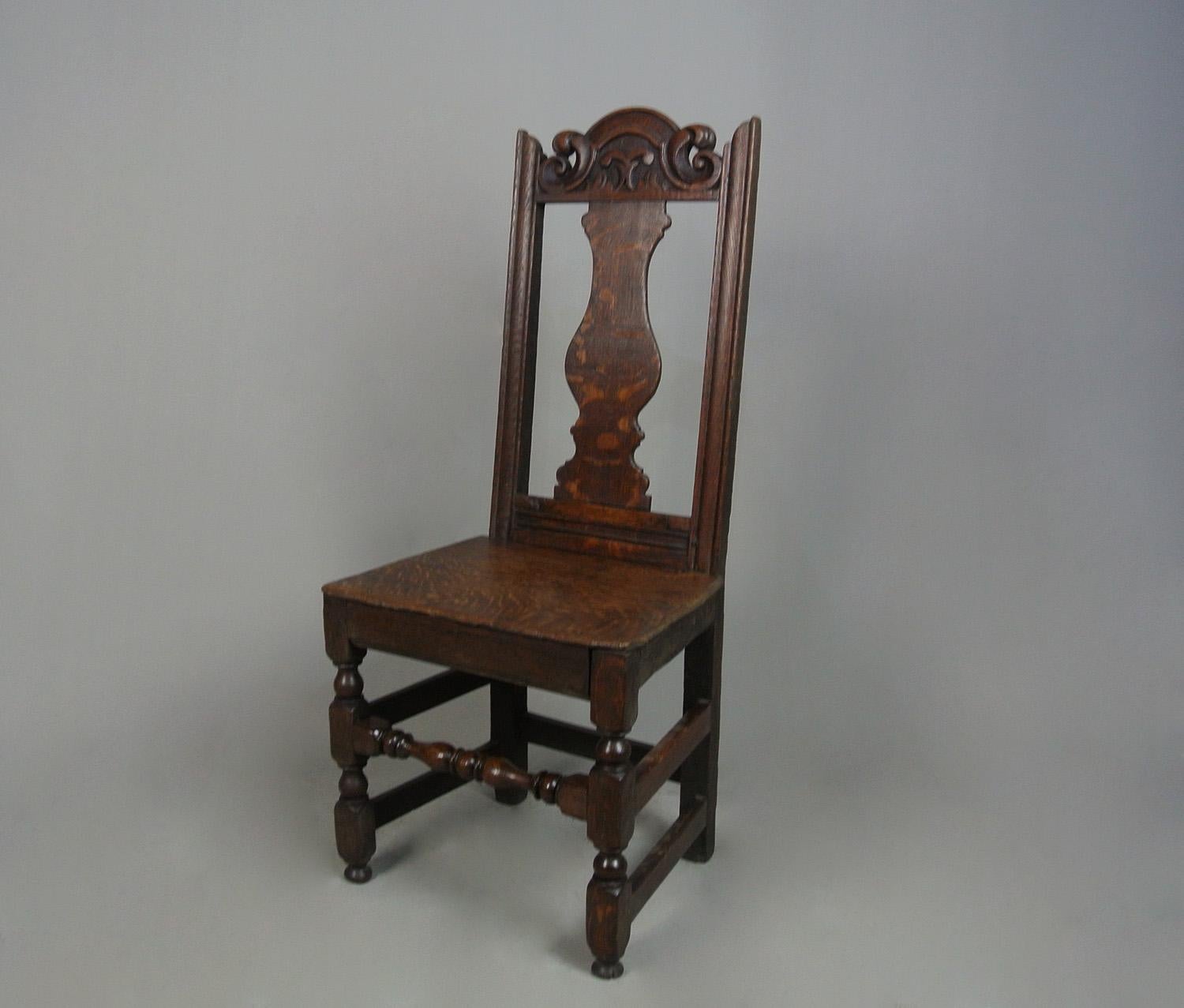 Good 17th Century Back Stool Oak Side Chair c. 1675 For Sale 3