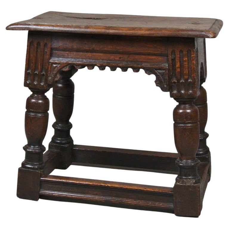 Handsome 17th Century Oak Joint Stool For Sale at 1stDibs