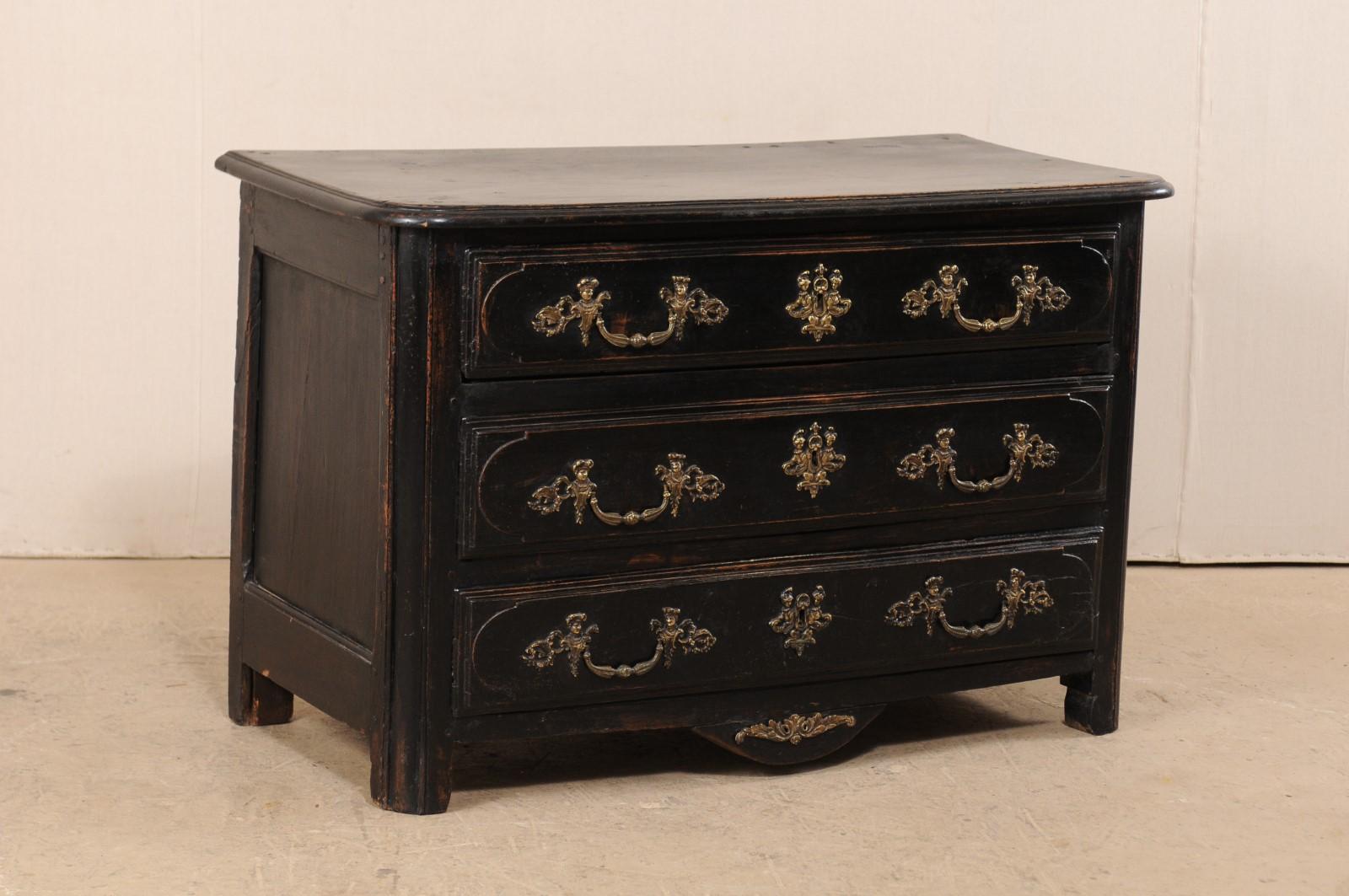Carved Handsome 18th Century French Three-Drawer Wood Chest