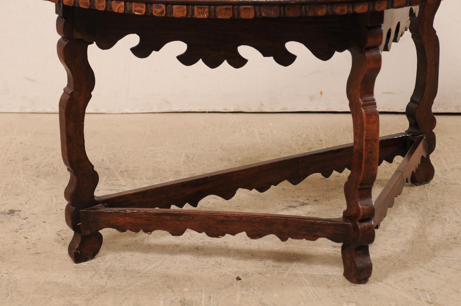 Handsome 18th Century Italian Carved Walnut Wood Demilune Table 5