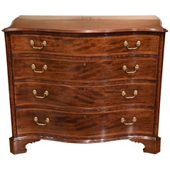 Handsome 18th Century Mahogany and Boxwood Serpentine Chest of Drawers