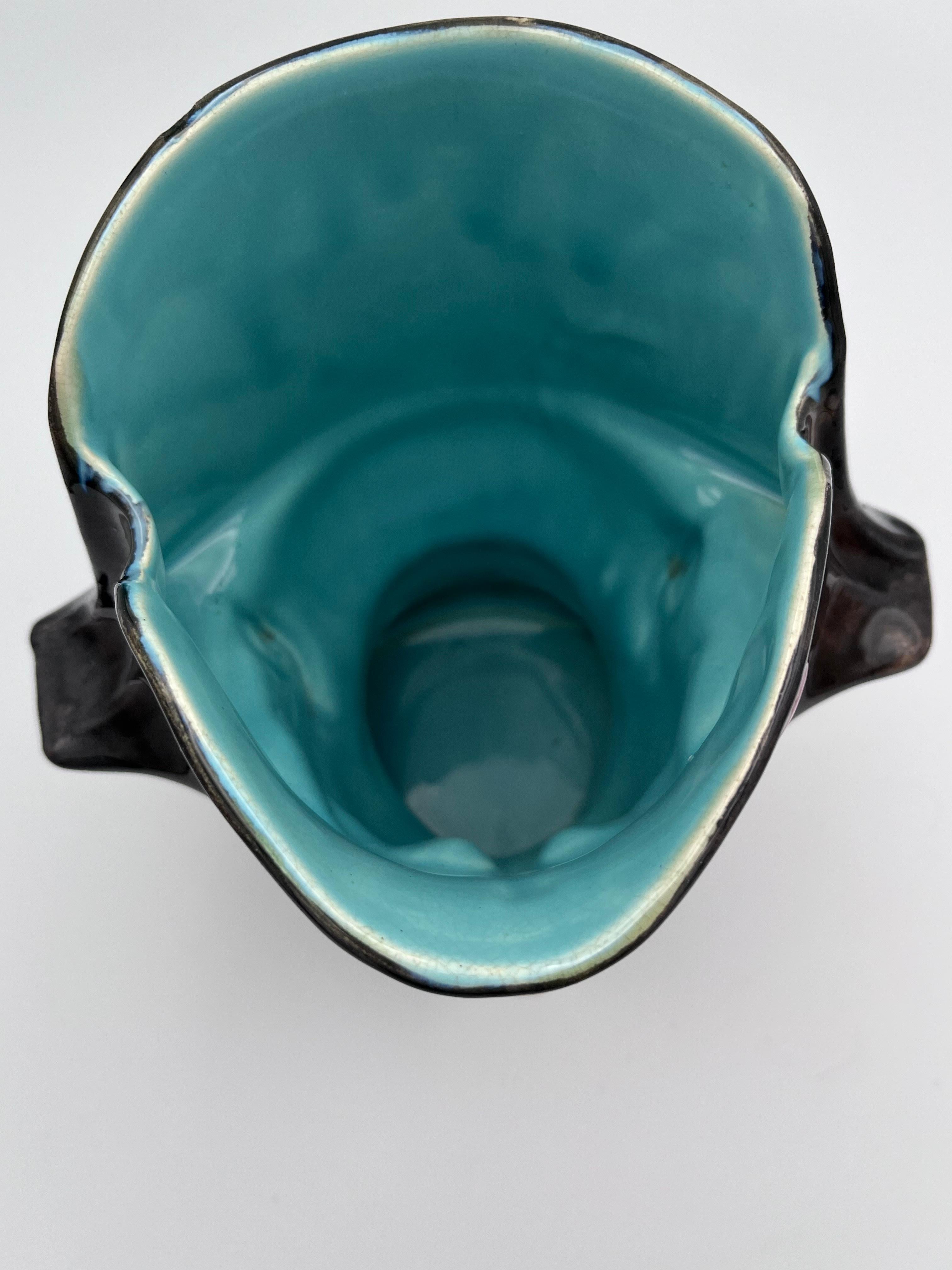 Handsome 1920er Napoleon Boneparte Sarreguemines Frankreich Majolika Charakter Becher im Angebot 2