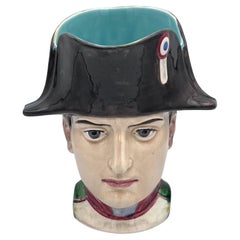 Antique Handsome 1920's Napoleon Boneparte Sarreguemines France Majolica Character Mug