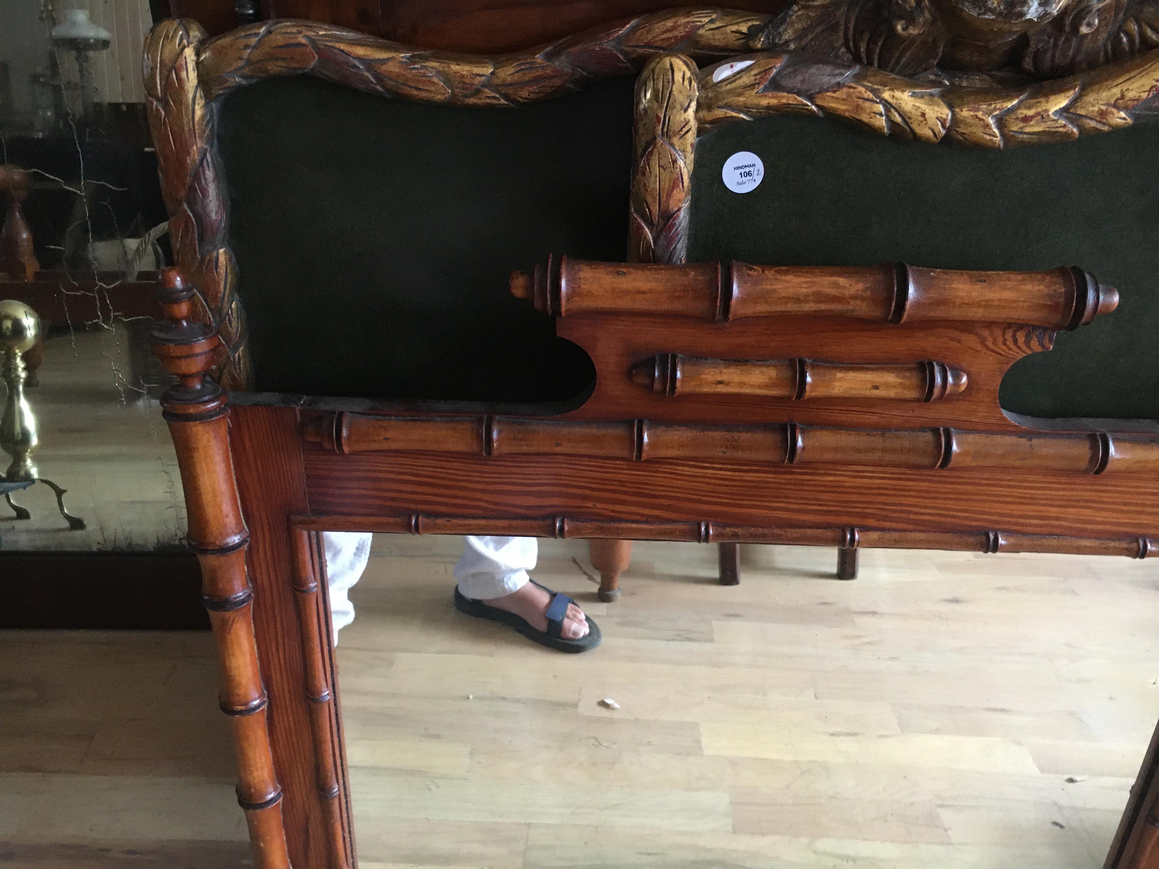 Handsome 19th Century English Pine Faux Bamboo Mirror, Great Color and Scale 4