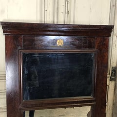 Handsome 19th Century French Empire Mahogany Trumeau Mirror with Bronze Eagle