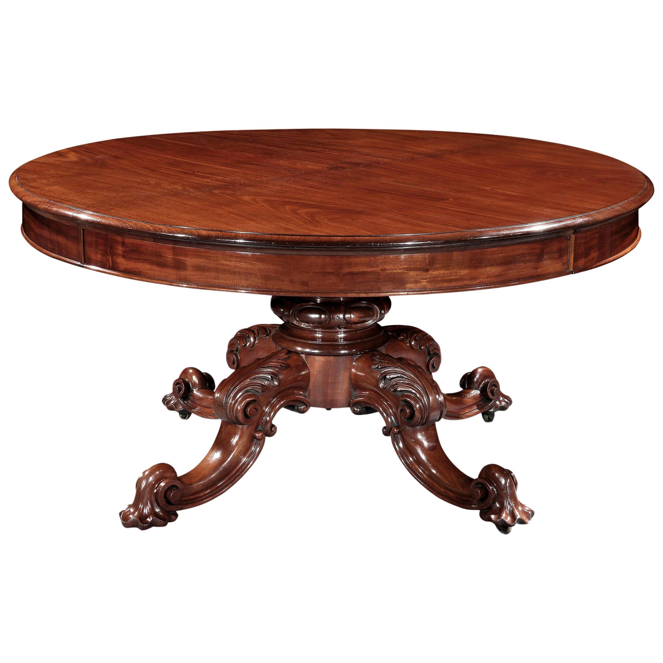Handsome 19th Century Mahogany Dining Table with Unusual Wind-Out Mechanism