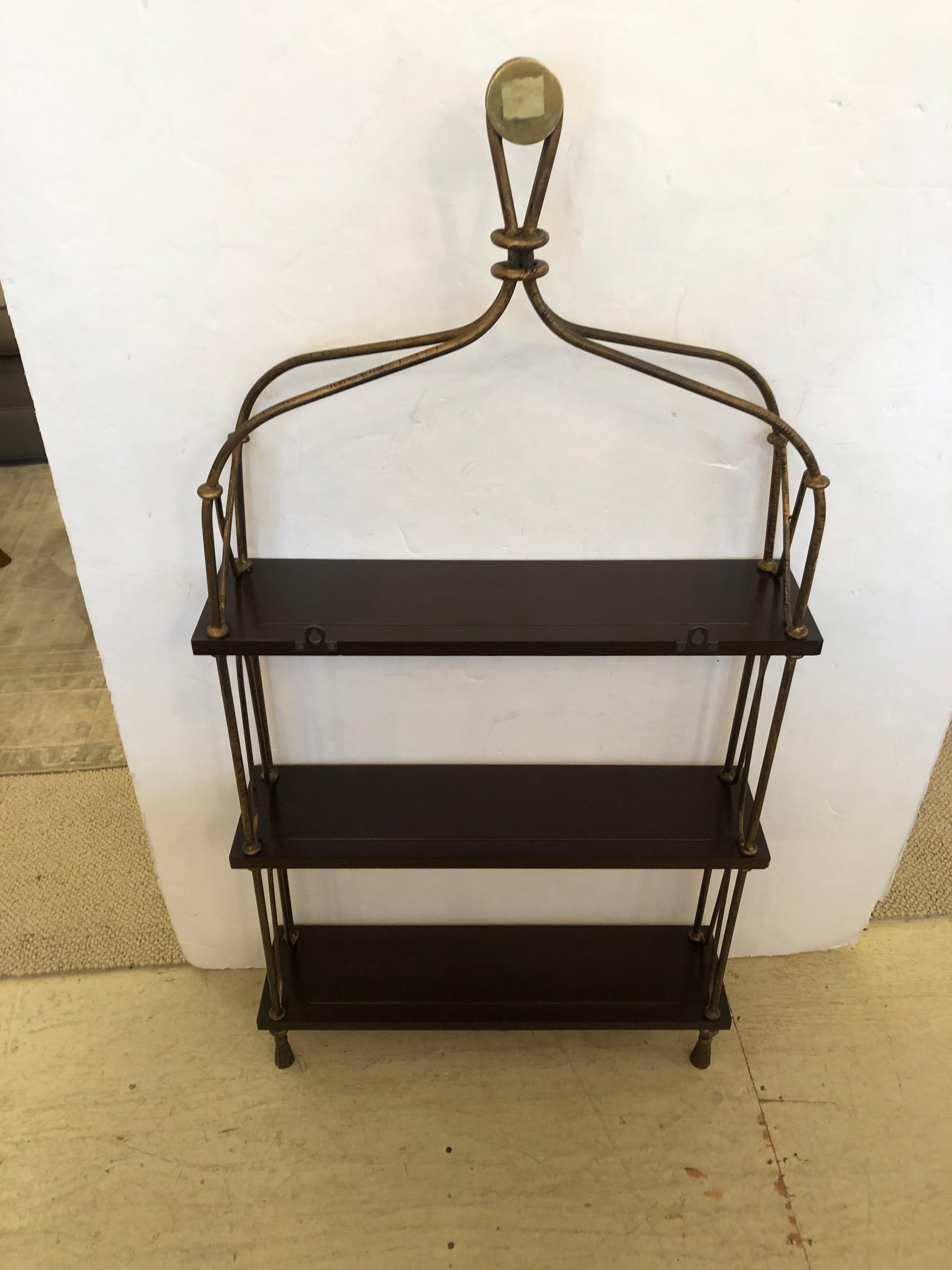 Handsome 3 Tier Hanging or Free Standing Etagere Shelves In Good Condition For Sale In Hopewell, NJ
