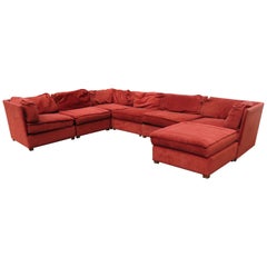 Vintage Handsome 7-Piece Milo Baughman Style Sectional Sofa Mid-Century Modern