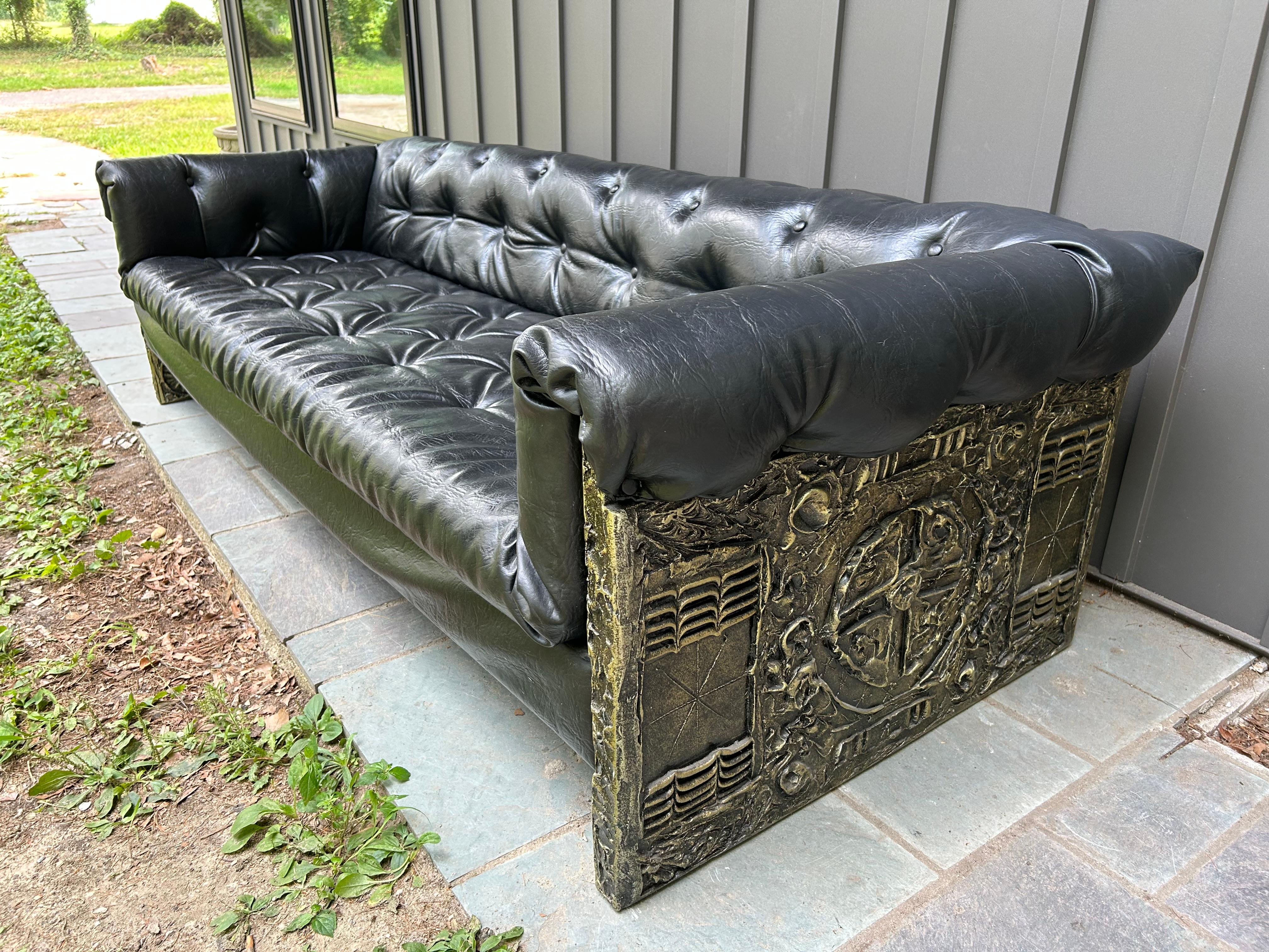 Handsome Adrian Pearsall Brutalist Goop Sofa Tufted Chesterfield Mid-Century Mod For Sale 9