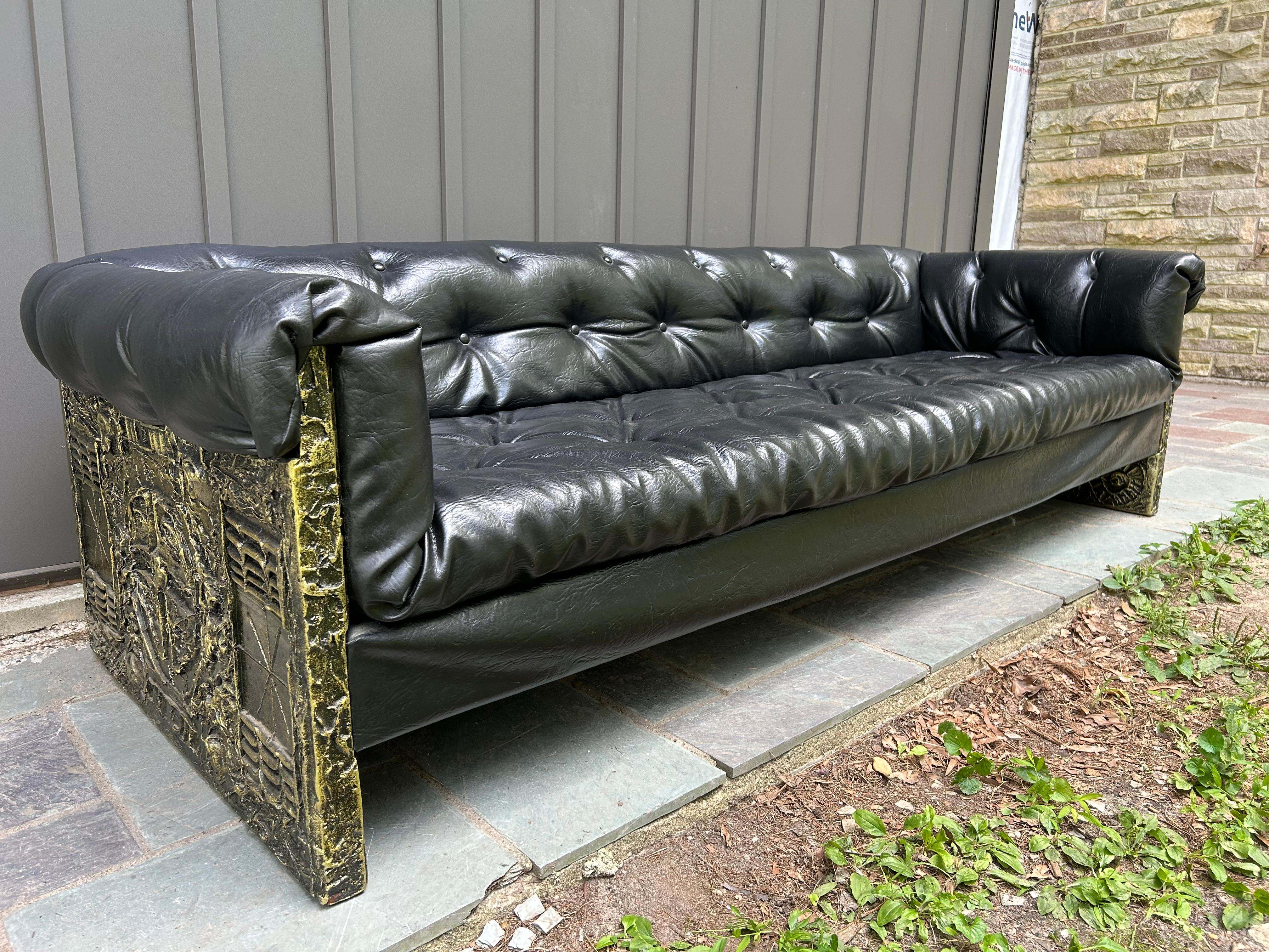 Hand-Crafted Handsome Adrian Pearsall Brutalist Goop Sofa Tufted Chesterfield Mid-Century Mod For Sale