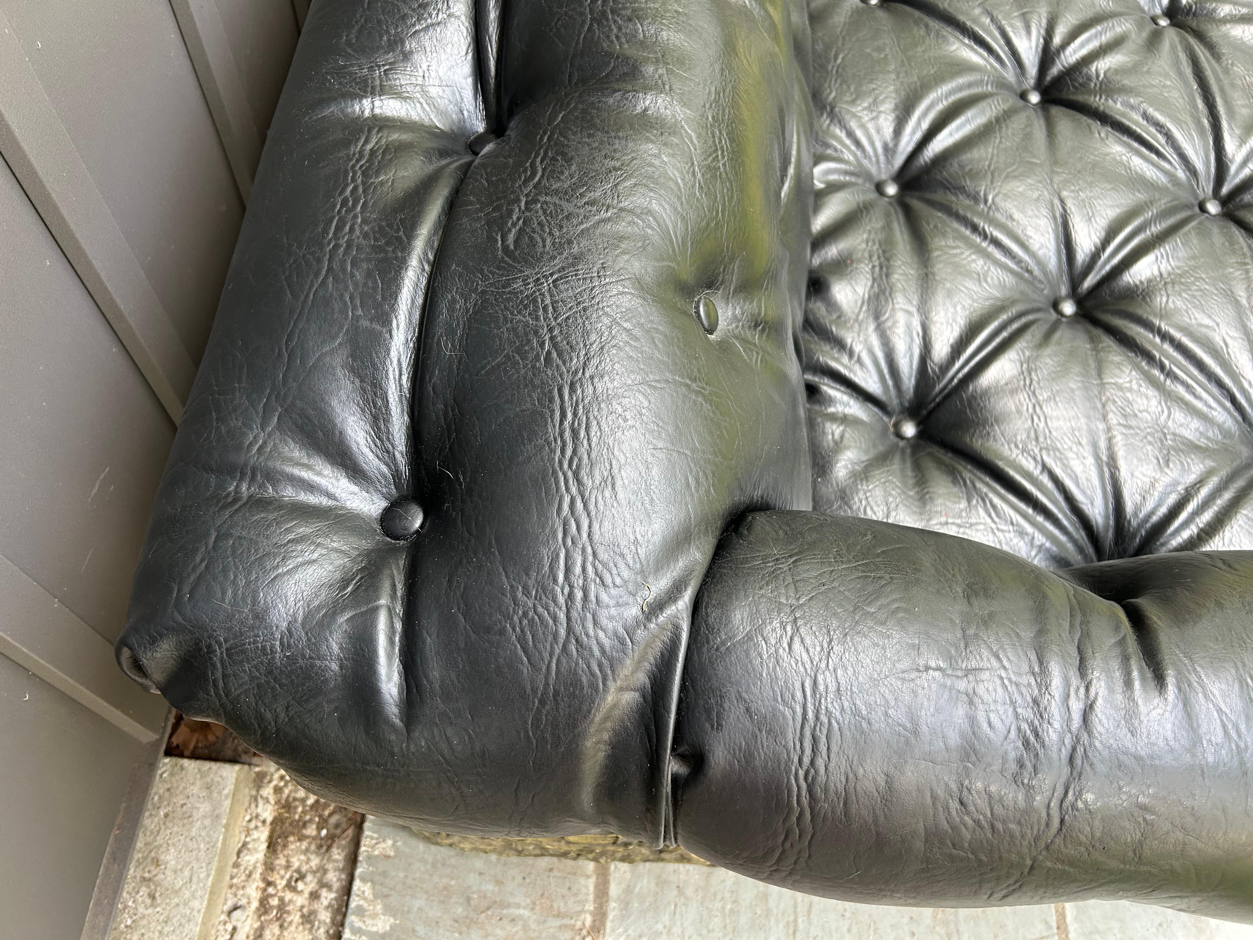 Faux Leather Handsome Adrian Pearsall Brutalist Goop Sofa Tufted Chesterfield Mid-Century Mod For Sale