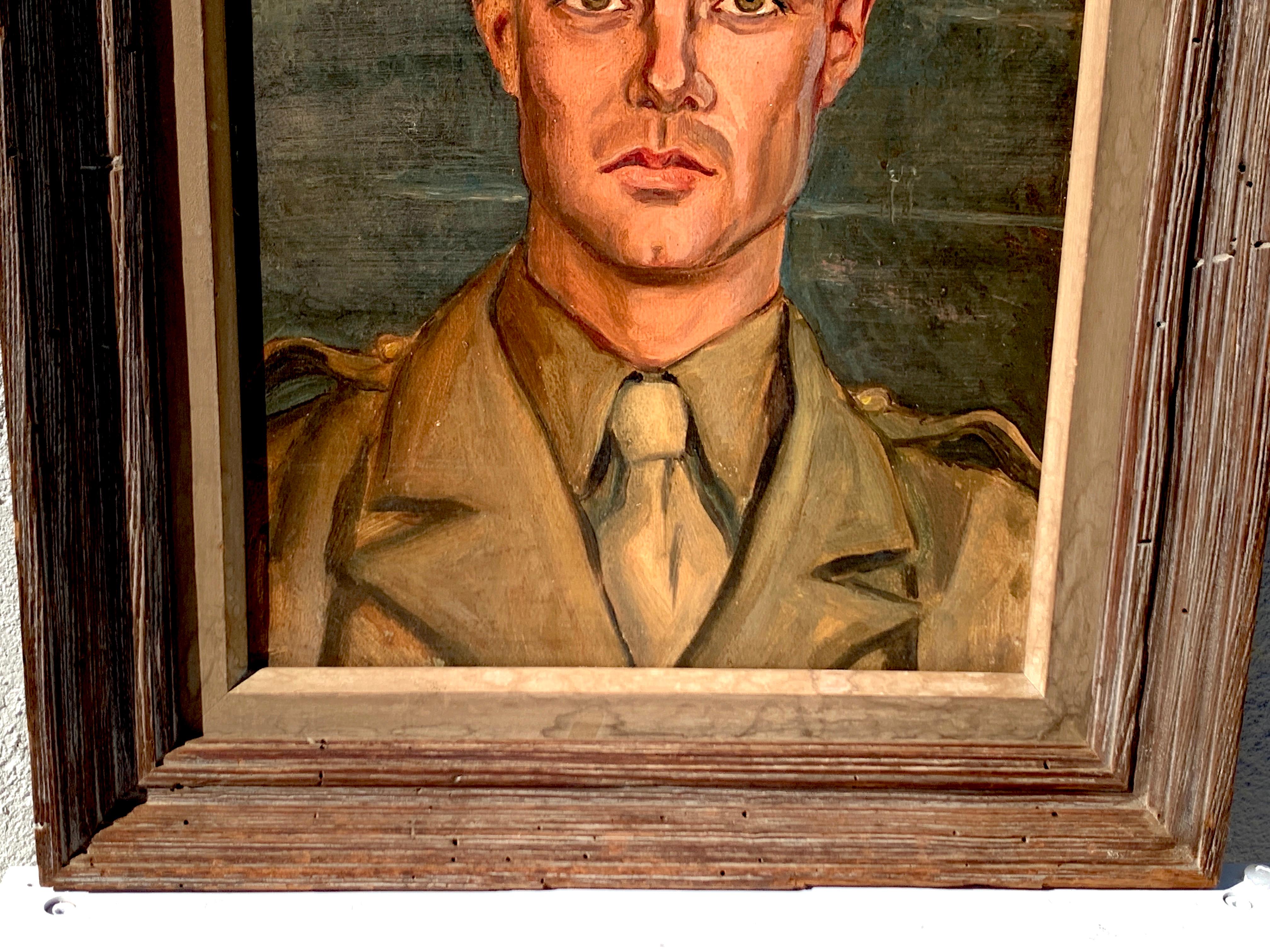 Handsome American Military WWII Portrait by Mildred Perman, 1935 In Good Condition For Sale In West Palm Beach, FL