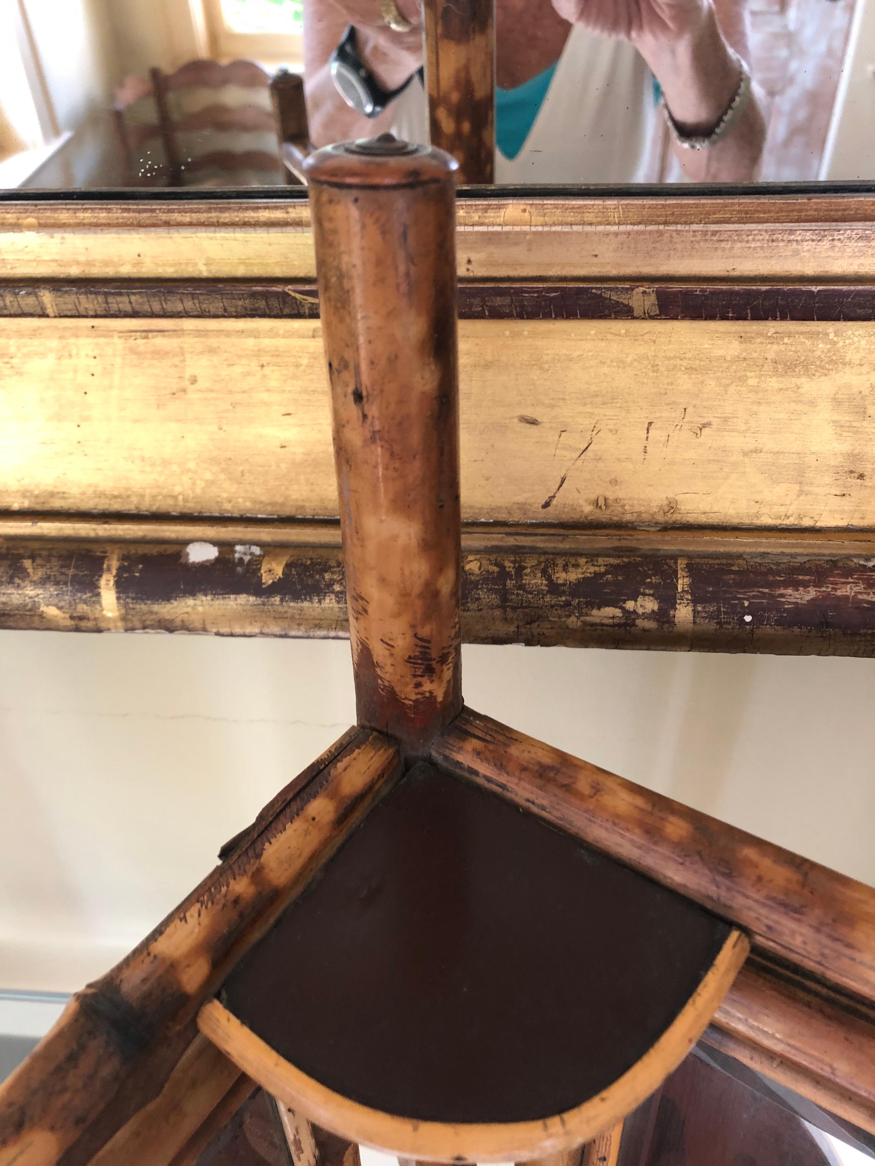 Handsome Antique Bamboo Table Mirror For Sale 3