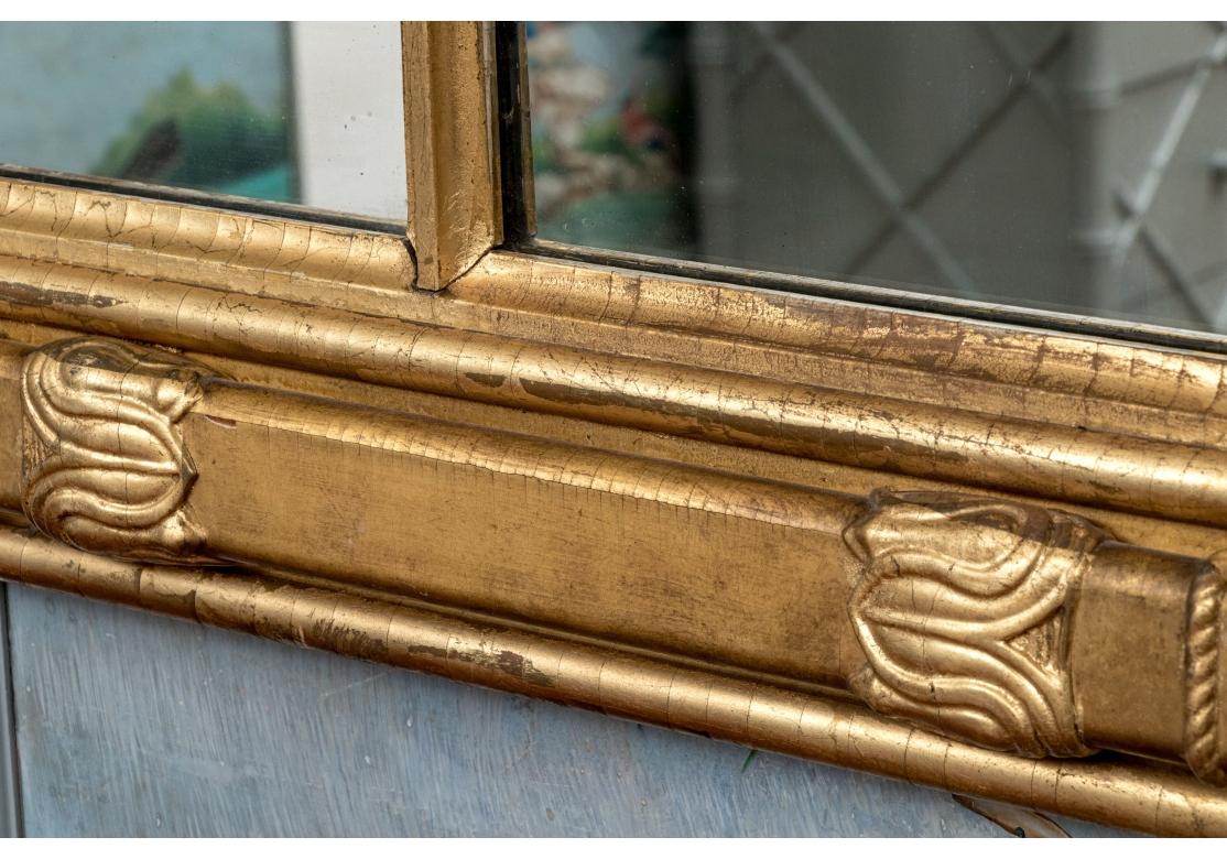 Handsome Antique Carved And Gilt Finished Three-Panel Over-the-Mantel Mirror For Sale 11