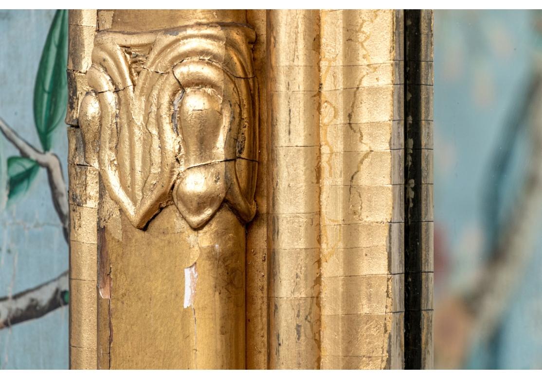 Unknown Handsome Antique Carved And Gilt Finished Three-Panel Over-the-Mantel Mirror For Sale