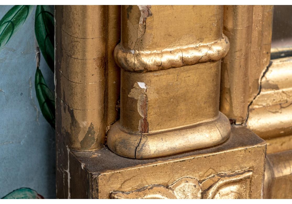19th Century Handsome Antique Carved And Gilt Finished Three-Panel Over-the-Mantel Mirror For Sale