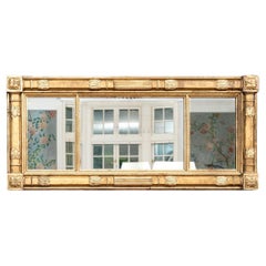 Handsome Antique Carved And Gilt Finished Three-Panel Over-the-Mantel Mirror