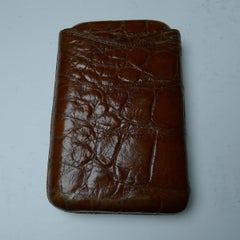 Handsome Antique English Cigar Case In Crocodile c.1890