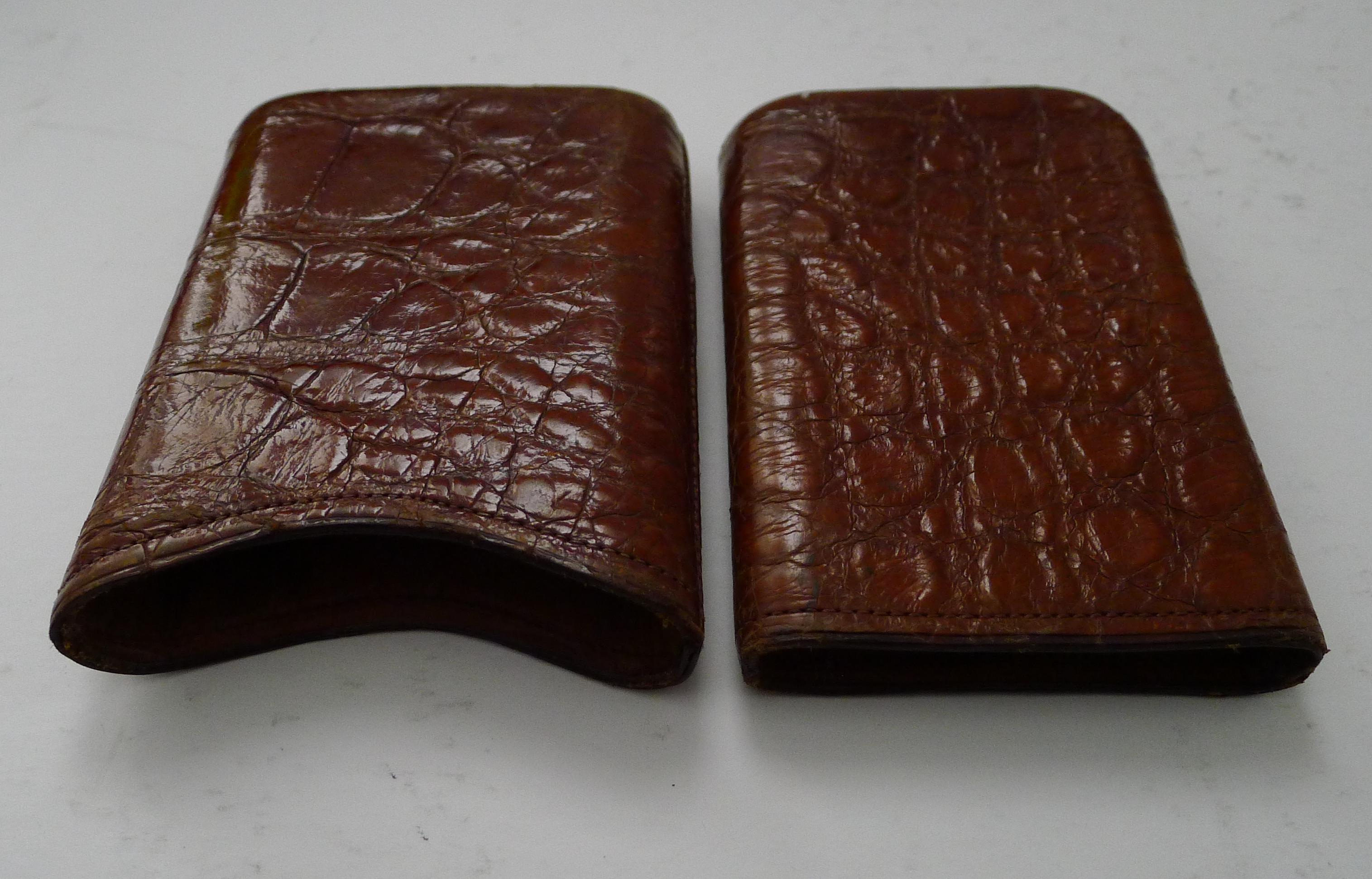 Late 19th Century Handsome Antique English Cigar Case In Crocodile c.1890 For Sale