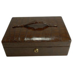 Handsome Antique, English Crocodile / Alligator Jewelry Box, circa 1900