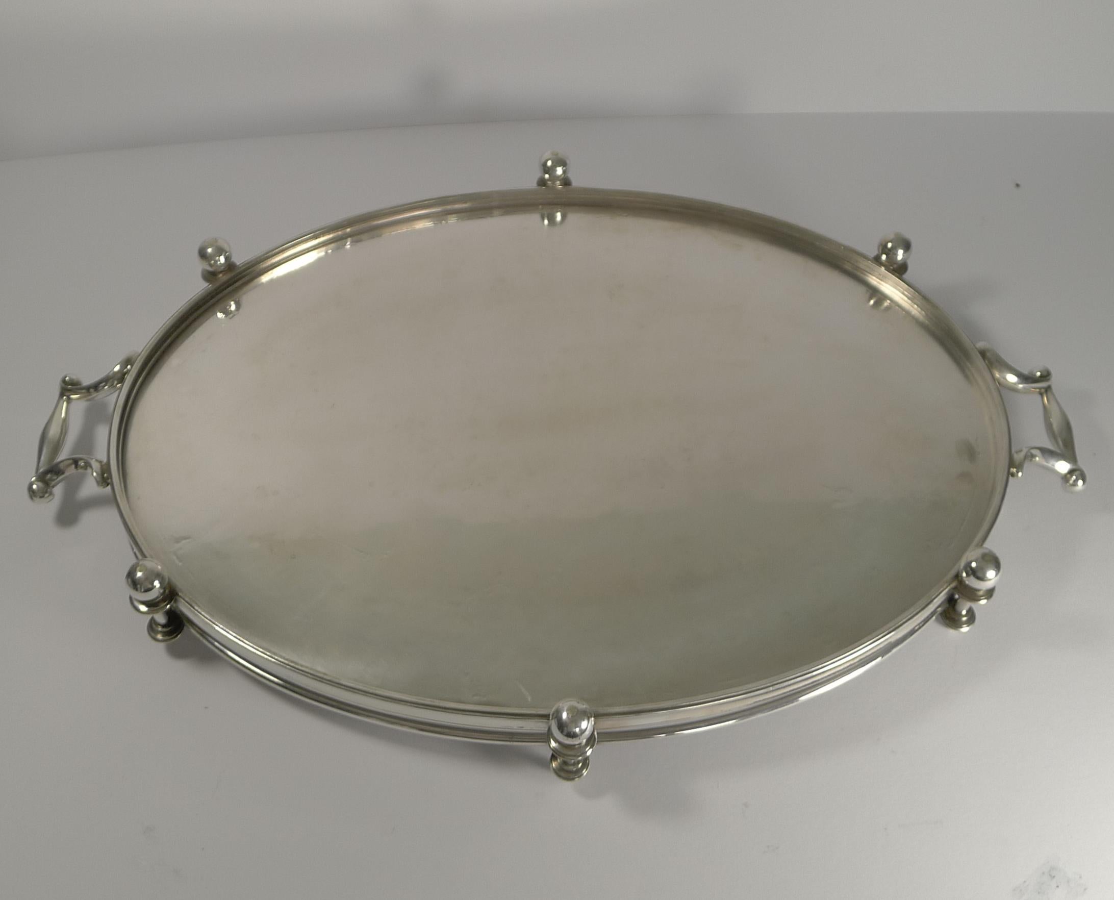 Handsome Antique English Silver Plated Serving Tray, circa 1890 2