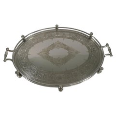 Handsome Antique English Silver Plated Serving Tray, circa 1890