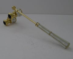 Handsome Antique French Mother of Pearl Opera Glasses - Lorgnette Handle