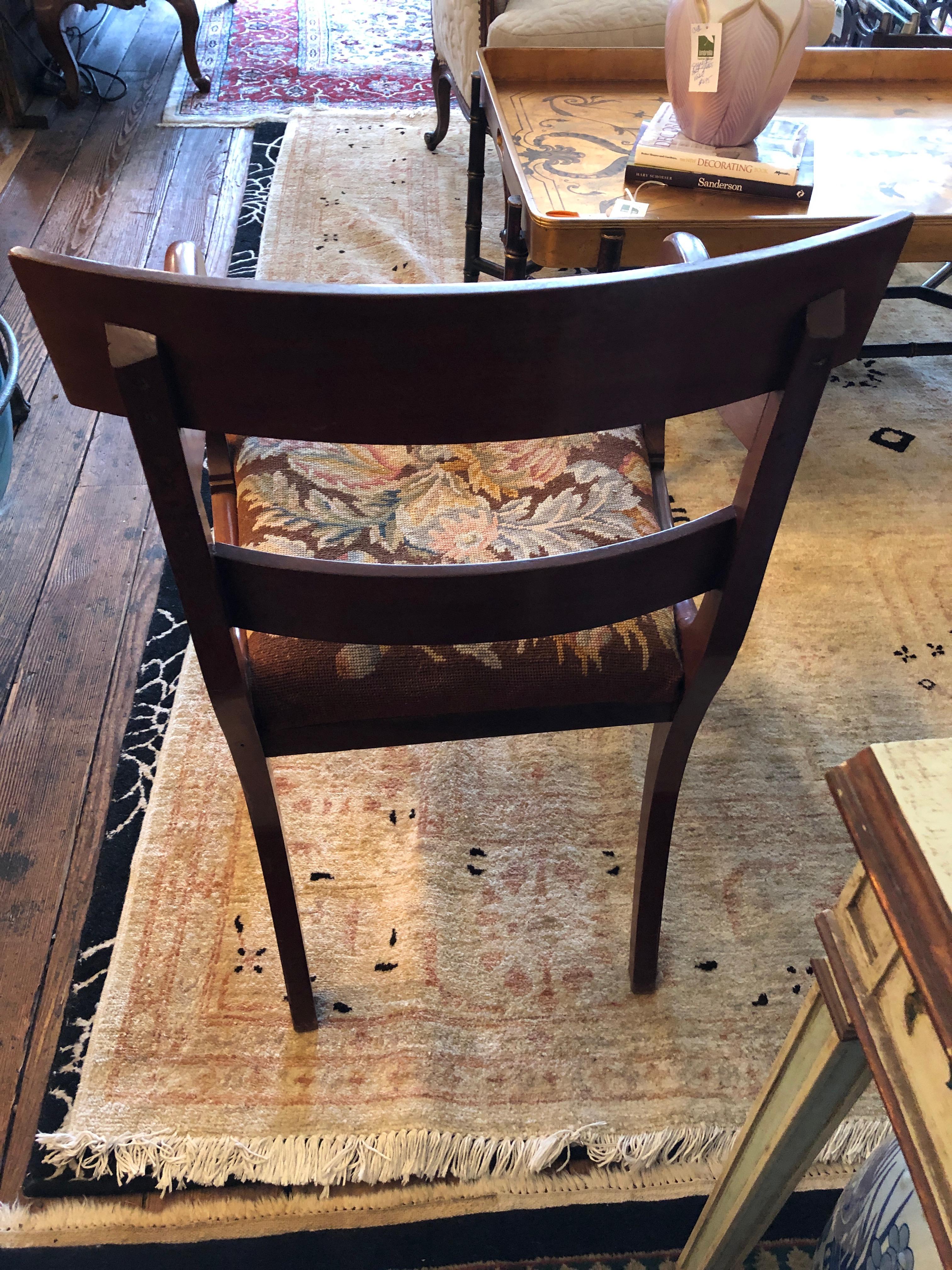 Handsome Antique Mahogany and Tapestry Occasional or Desk Chair In Excellent Condition In Hopewell, NJ