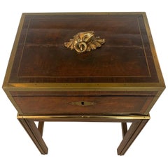 Handsome Antique Mahogany Lap Desk Box on Custom Stand End Table