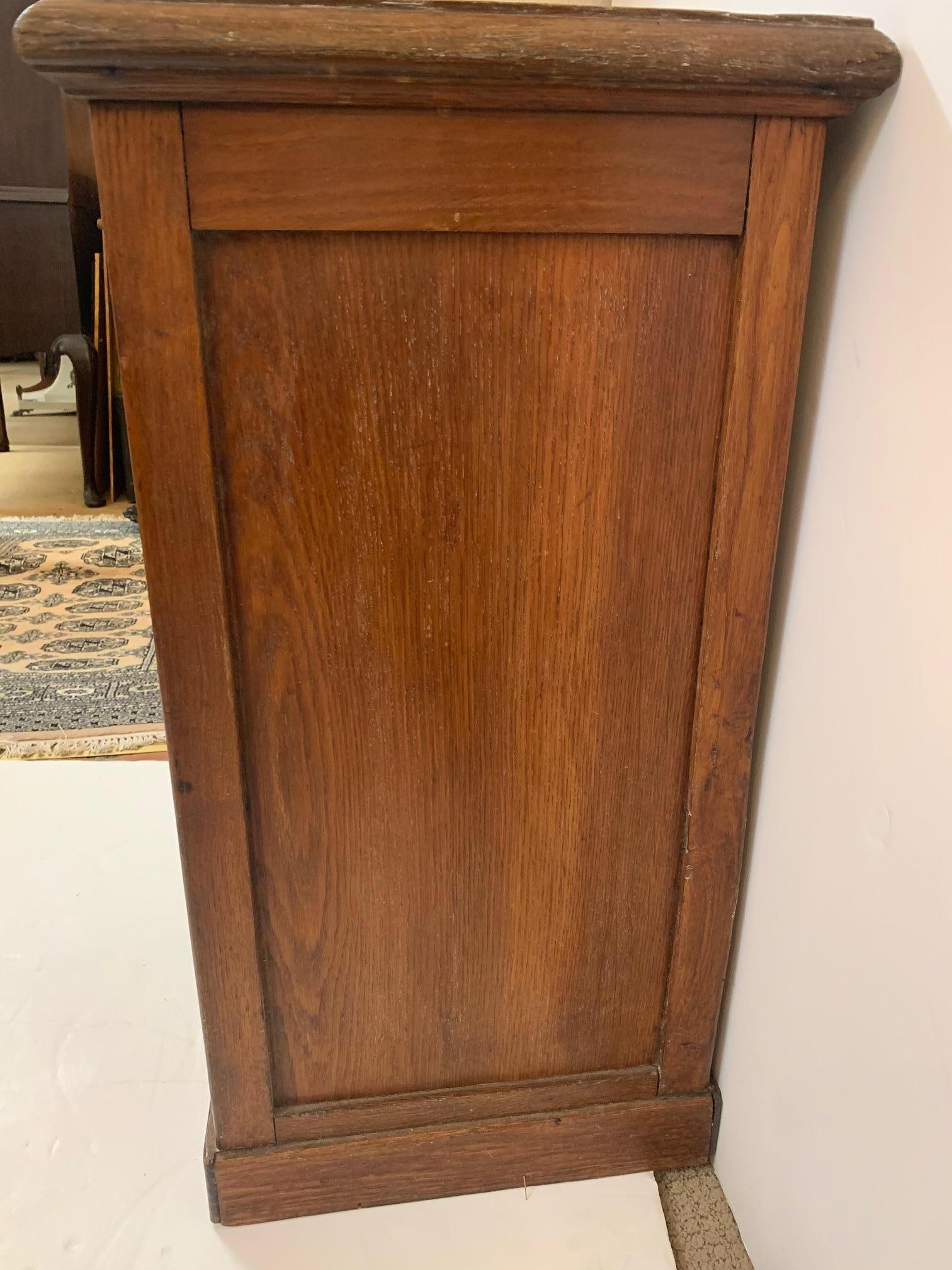 Handsome Antique Oak and Marble Cabinet Stand For Sale 2