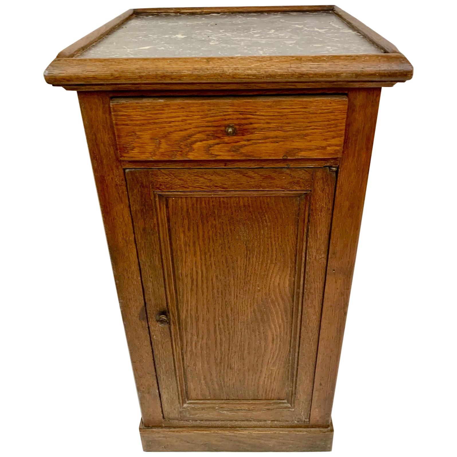 Handsome Antique Oak and Marble Cabinet Stand