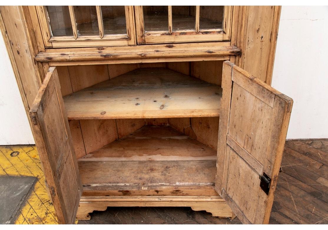 Handsome Antique Stripped Pine Corner Cabinet In Good Condition For Sale In Bridgeport, CT