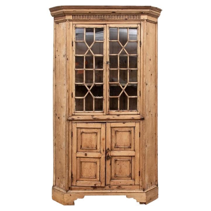 Handsome Antique Stripped Pine Corner Cabinet
