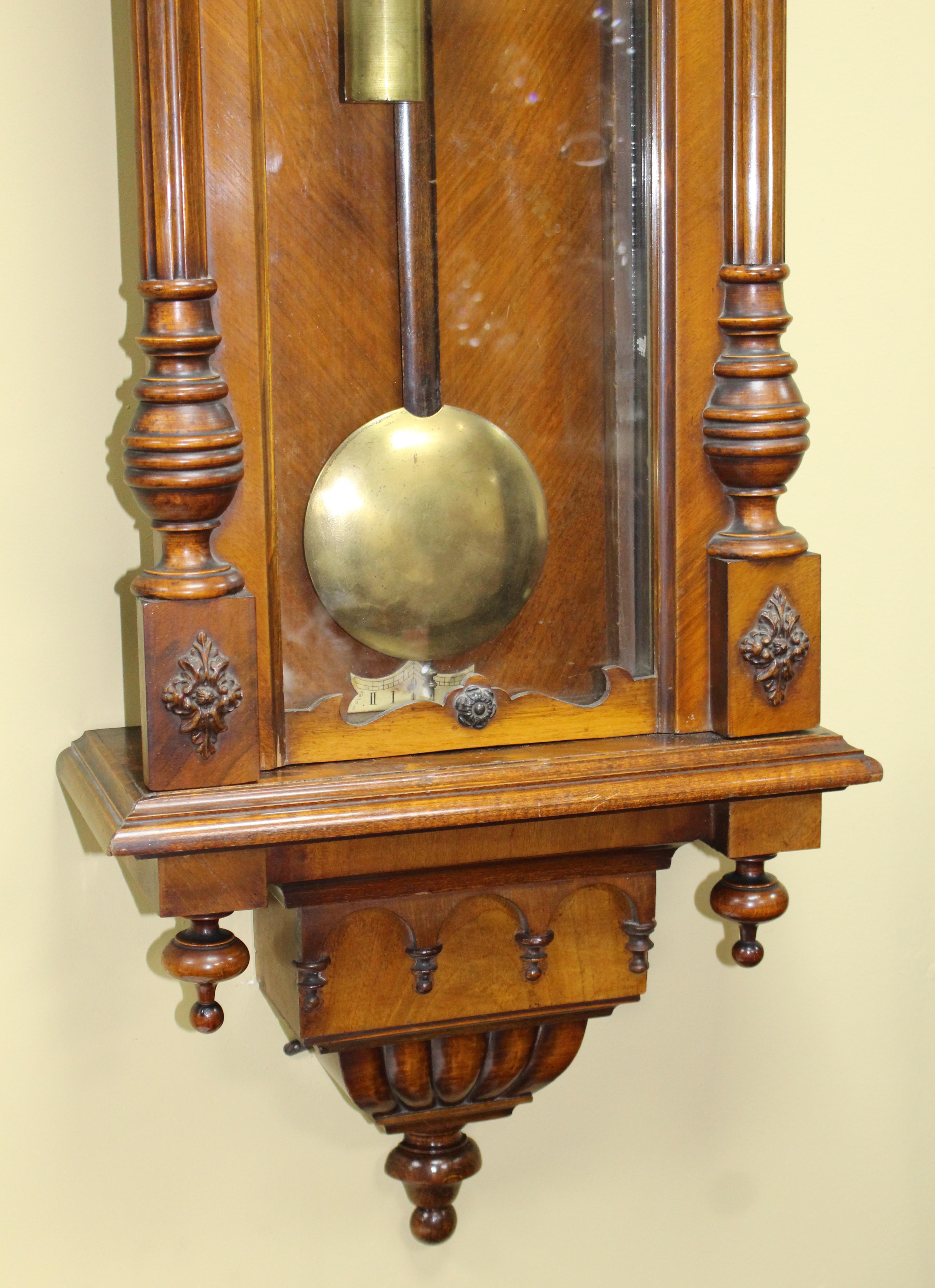 19th Century Handsome Antique Victorian Walnut Vienna Wall Clock