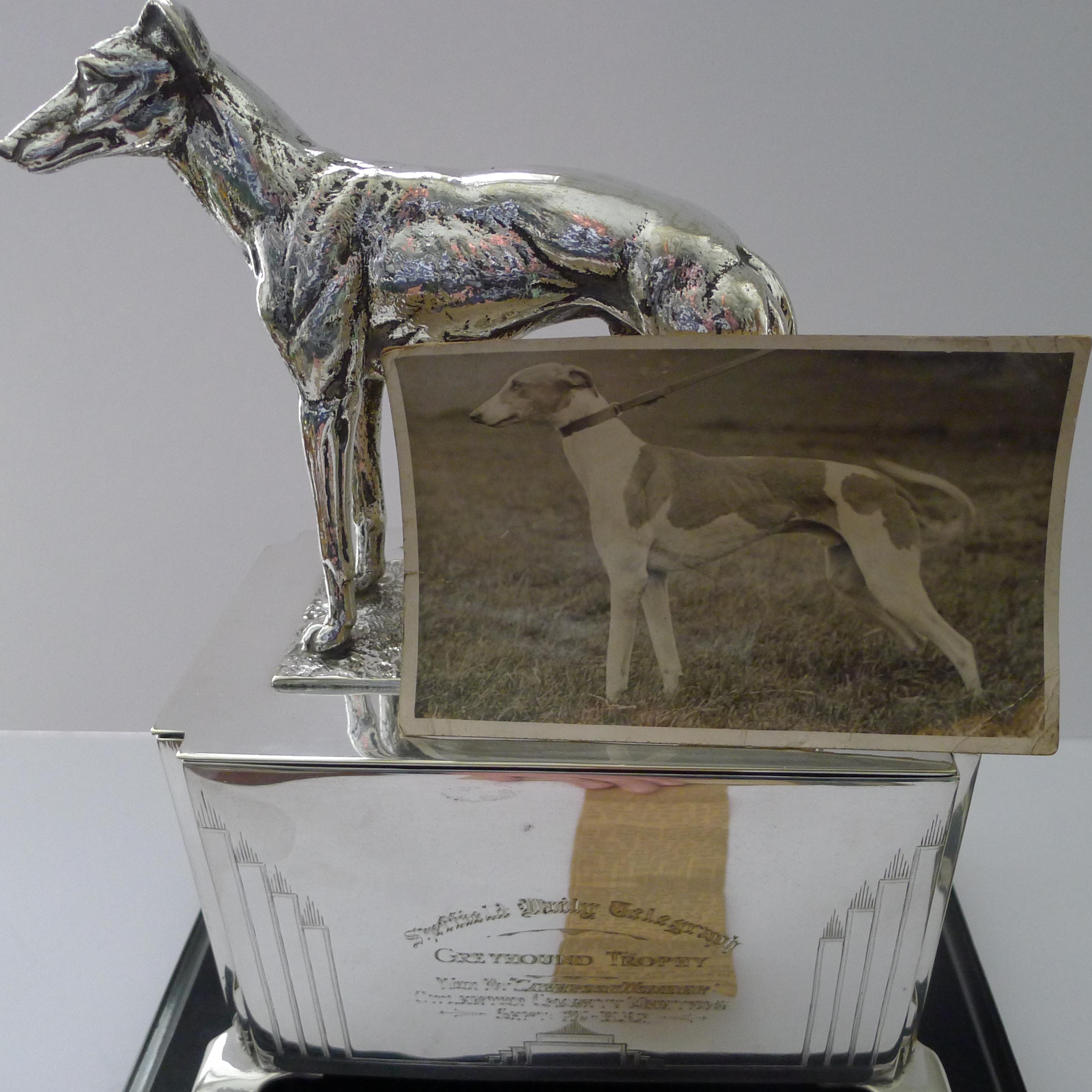 Handsome Art Deco Greyhound Racing Trophy Box, 1932 5