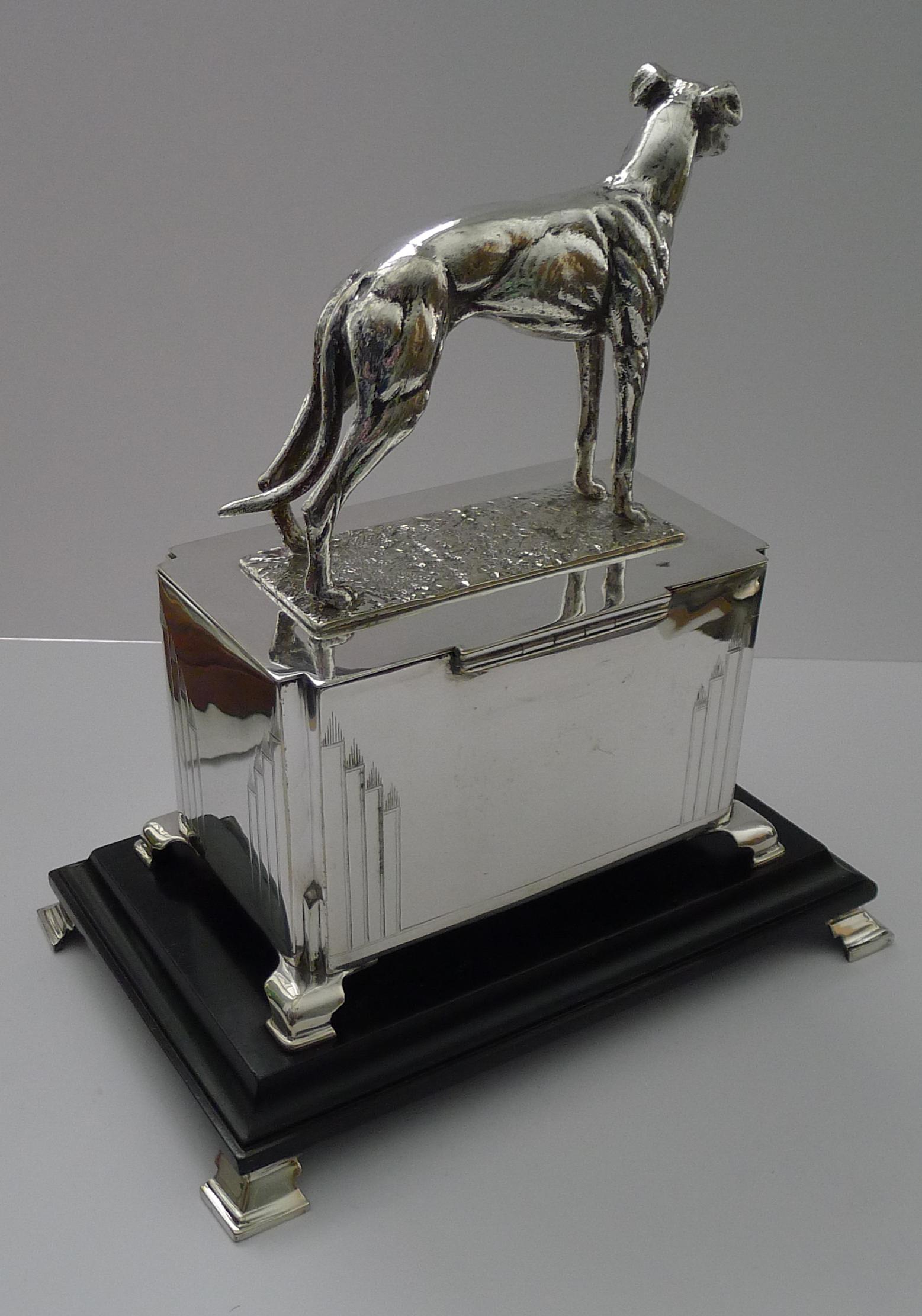 British Handsome Art Deco Greyhound Racing Trophy Box, 1932