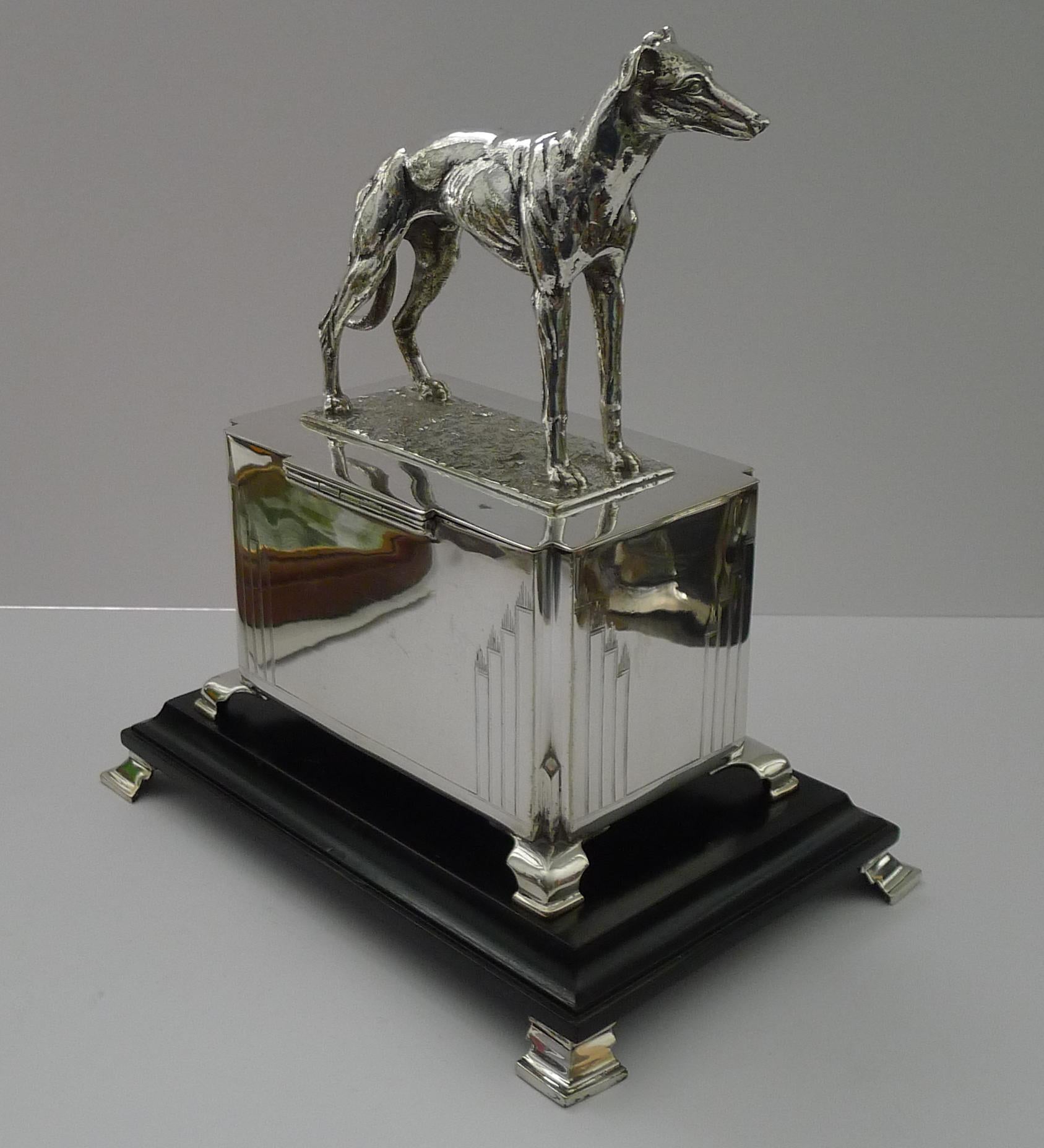 Handsome Art Deco Greyhound Racing Trophy Box, 1932 In Good Condition In Bath, GB