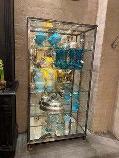 Handsome Art Deco Nickel Plated Brass Vitrine, 1930s France