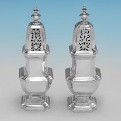 Handsome art deco period silver condiment set by Richard Comyns London 1929