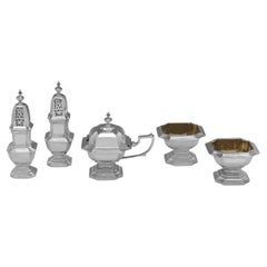 Precioso juego de condimentos de plata de época art déco de Richard Comyns Londres 1929