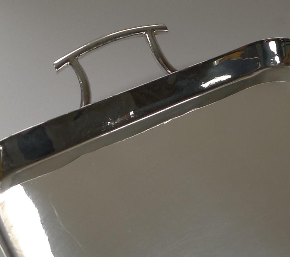 European Handsome Art Deco Silver Plated Cocktail Tray by Walker & Hall, c.1930