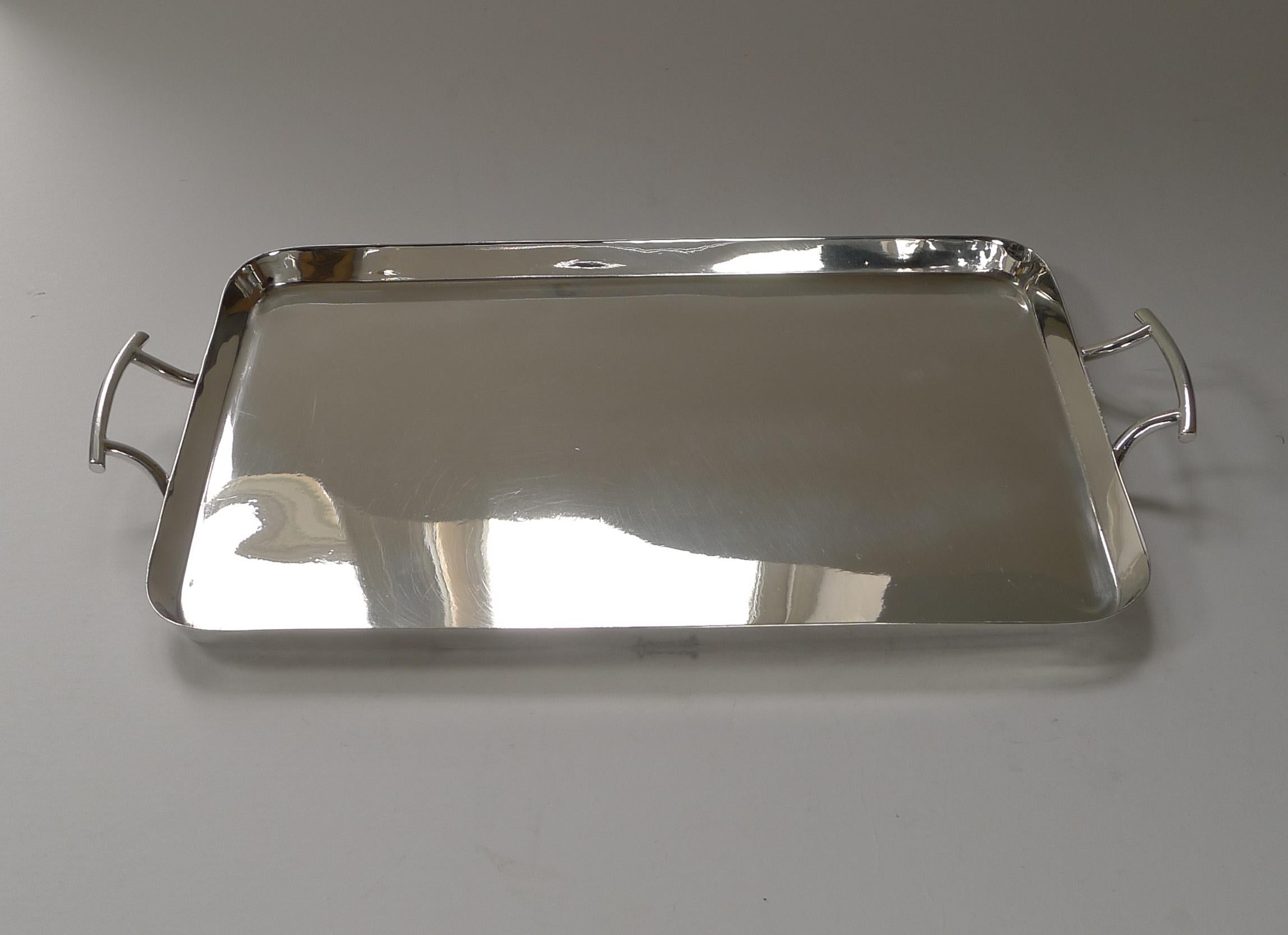 Handsome Art Deco Silver Plated Cocktail Tray by Walker & Hall, c.1930 2