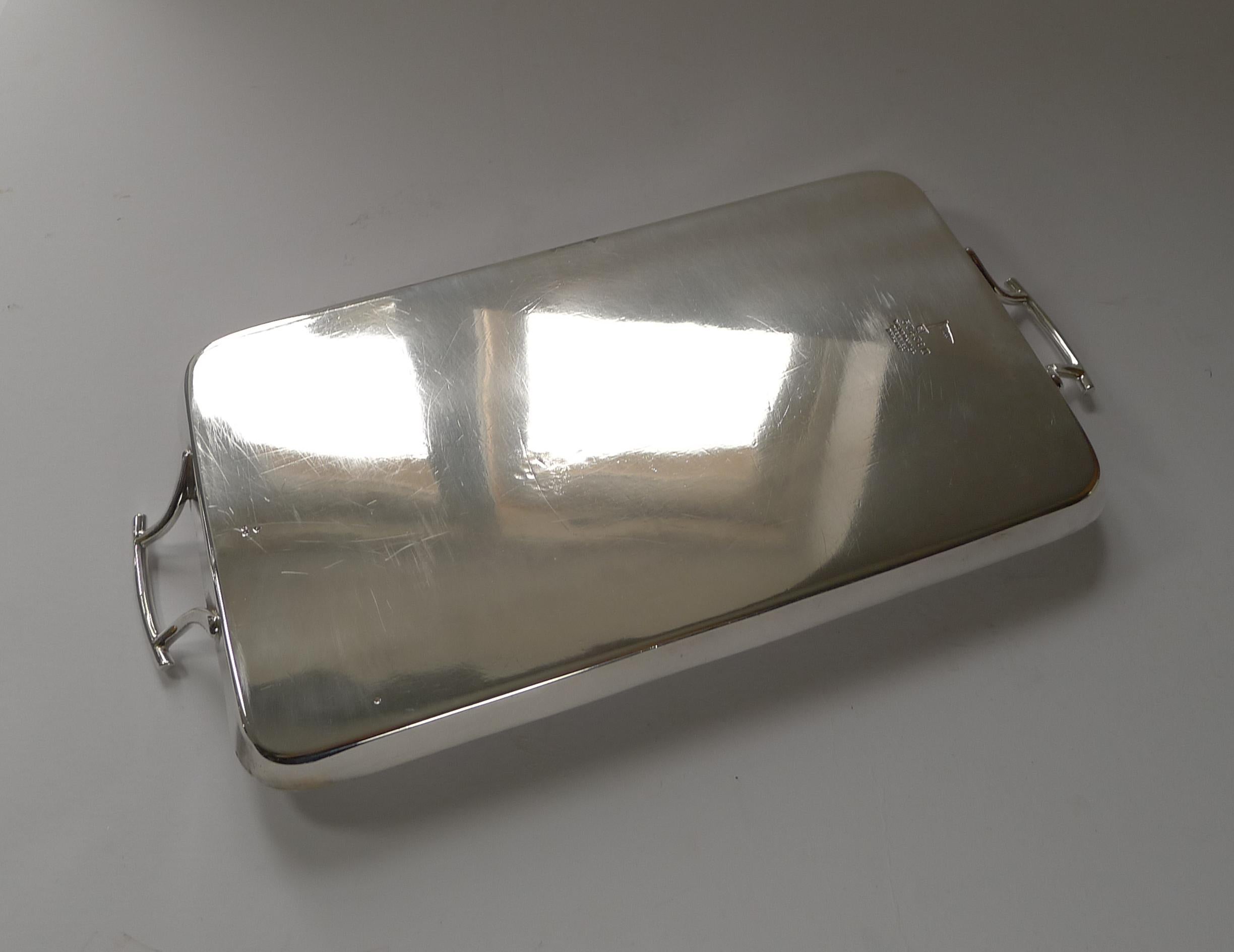 Handsome Art Deco Silver Plated Cocktail Tray by Walker & Hall, c.1930 3