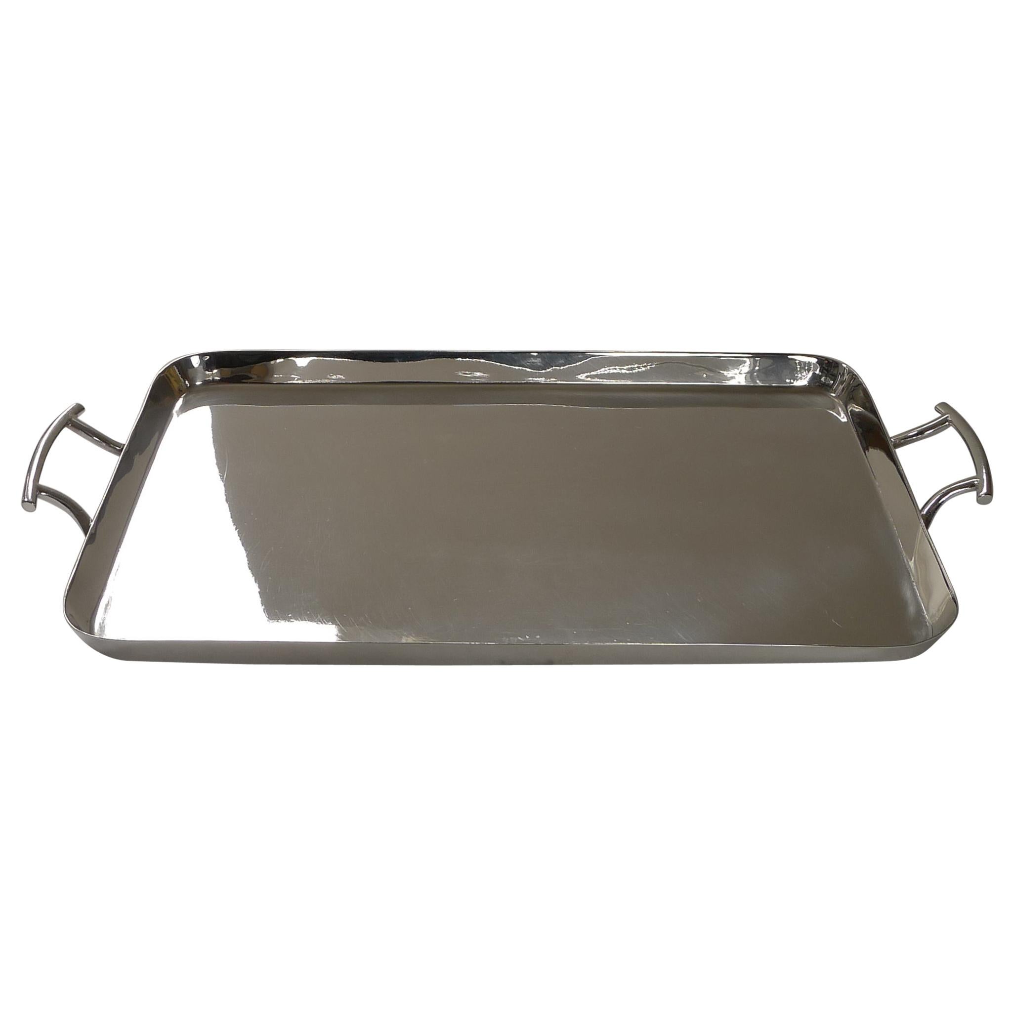 Handsome Art Deco Silver Plated Cocktail Tray by Walker & Hall, c.1930
