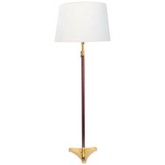Handsome Art Deco Style Mahogany and Brass Adjustable Floor Lamp