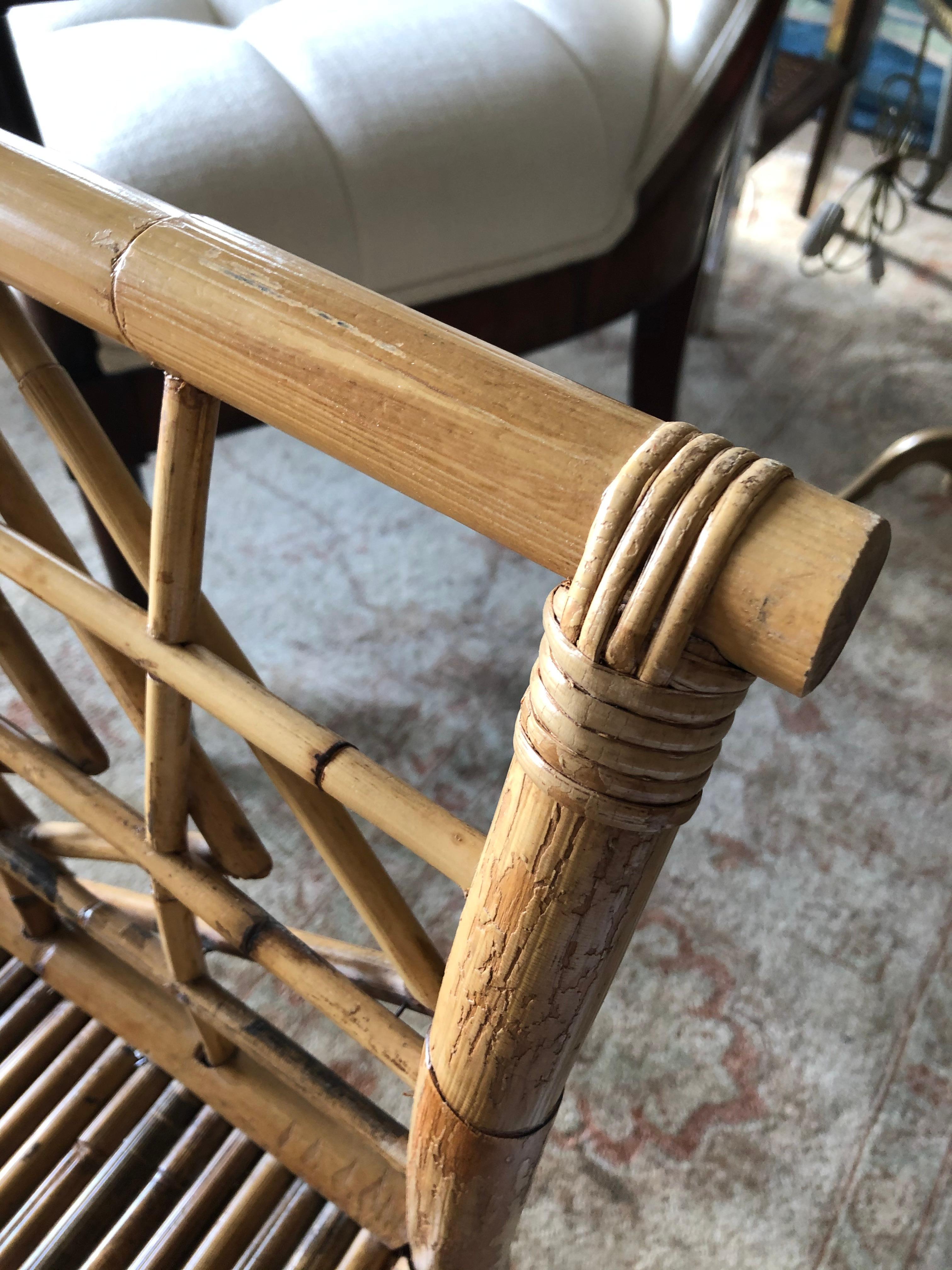American Handsome Bamboo Bench with Custom Seat Cushion