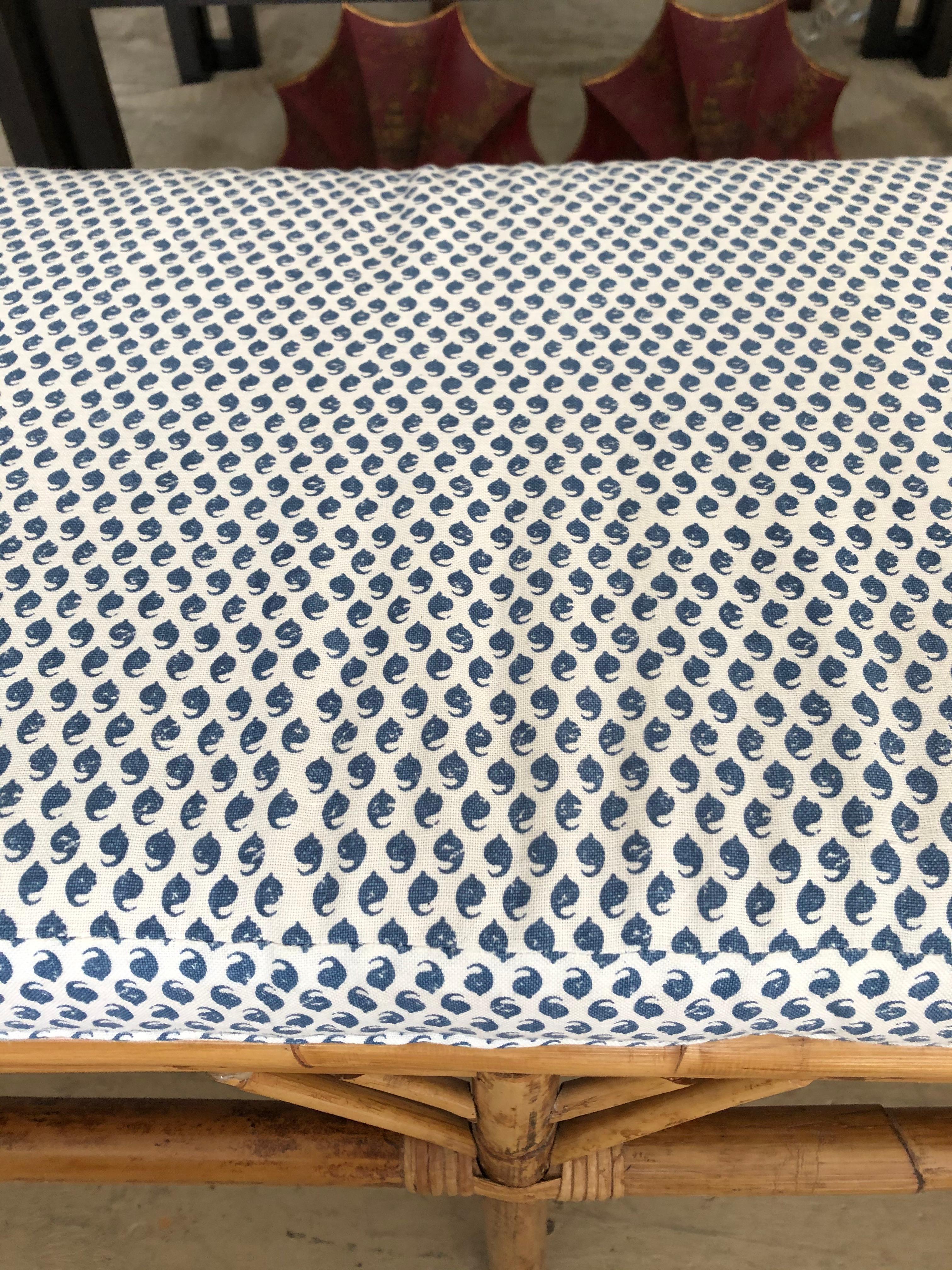 Handsome Bamboo Bench with Custom Seat Cushion In Good Condition In Hopewell, NJ