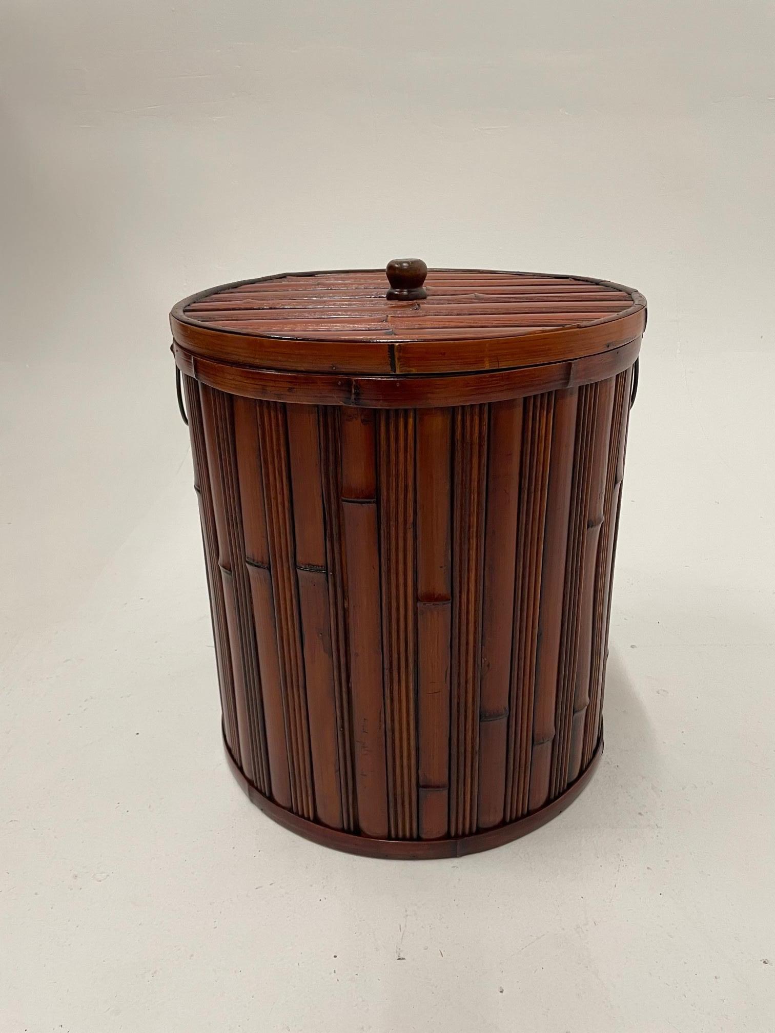 Handsome Bamboo Container Hamper with Metal Handles 1