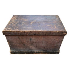 Handsome Big Distressed Red Wooden Trunk