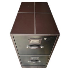 Handsome Black Leather Wrapped Office File Cabinet